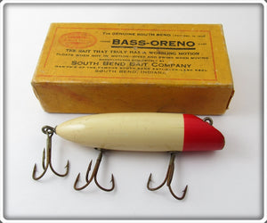 Vintage South Bend Red & White Bass Oreno Lure In Intro Box 973 RH