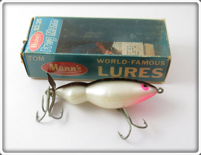 Vintage Tom Mann's Pearl Black Back Frog Mann Lure In Box 33-0367