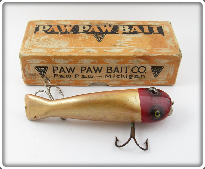 Vintage Paw Paw Pearl Red Head Bullhead Lure 3505 In Box For Sale