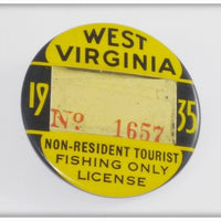1935 West Virginia Non Resident Tourist Fishing Only License Pin