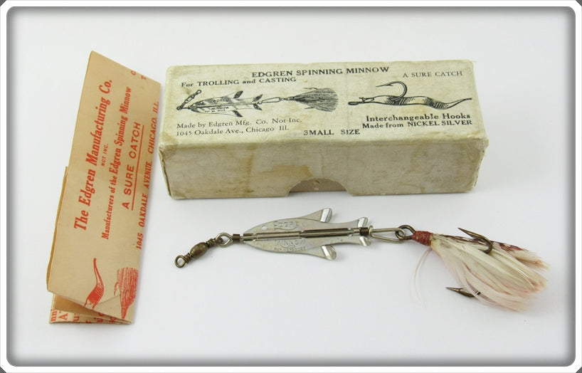 Vintage Edgren Mfg Co Spinning Minnow Lure In Box 