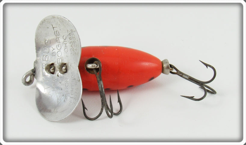 antique u20 fishing lure orange Vintage Arbogast Orange Black Dots 1/4 Ounce Jitterbug Lure For Sale