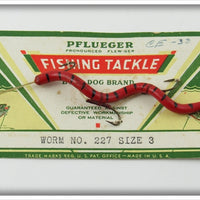 Vintage Pflueger Red & Black Worm Lure On Card 227 
