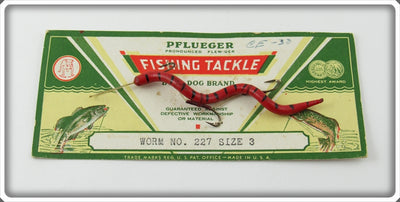 Vintage Pflueger Red & Black Worm Lure On Card 227 