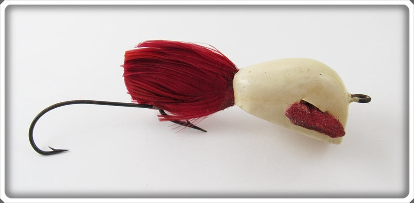 Vintage Jamison White Red Feather Coaxer Lure