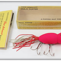 Arbogast Fluorescent Red Fireplug Hula Popper Lure In Box