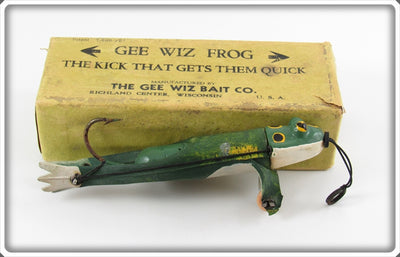 Vintage The Gee Wiz Bait Co Green Gee Wiz Frog Lure In Box