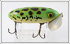 Arbogast Frog With Aqua Eyes Wooden Jitterbug