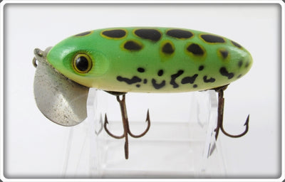 Arbogast Frog With Aqua Eyes Wooden Jitterbug