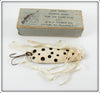 Vintage J & J Tackle Co White & Black Spotted Dancer In Box