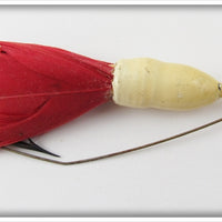 Vintage Jamison White Red Feather Underwater Coaxer Lure