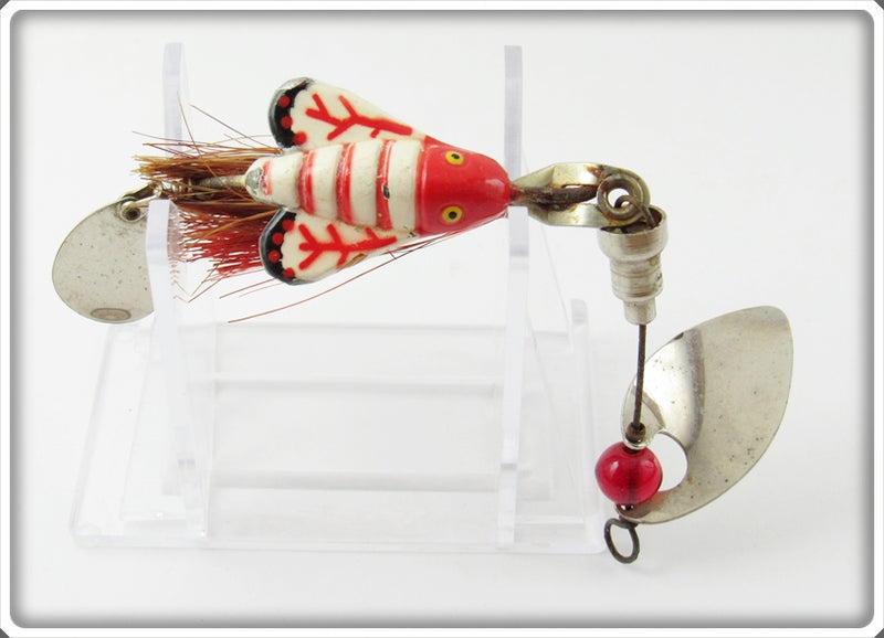 Vintage Pflueger Red & White Snapie Spinner Lure For Sale Vintage Pflueger Red & White Snapie Spinner Lure For Sale