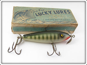 Paw Paw Lucky Lures Green Striped Surface Minnow Lure In Box 