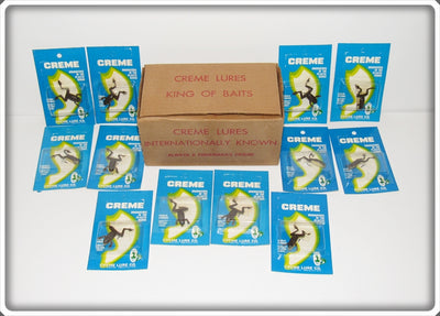 Vintage Creme Lure Co Dealer Box Of Twelve Frogs On Cards 