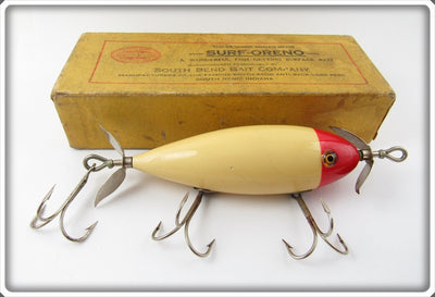 Vintage South Bend Red Head White Surf Oreno Lure In Box 963 RH