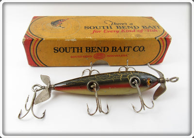 Vintage South Bend Green Crackleback Underwater Minnow In Box 905 GCB