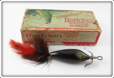 Vintage Heddon Black Walton Feathertail Lure In Box 49G
