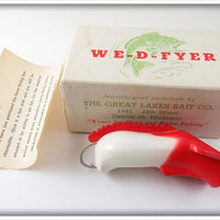 Vintage Great Lakes Bait Co Red & White We D Fyer Lure In Box