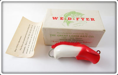 Vintage Great Lakes Bait Co Red & White We D Fyer Lure In Box