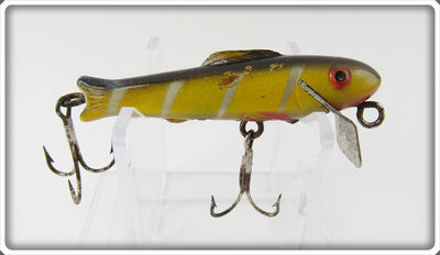 Vintage Lucky Strike Yellow Silver Stripe Chub Minnow Lure
