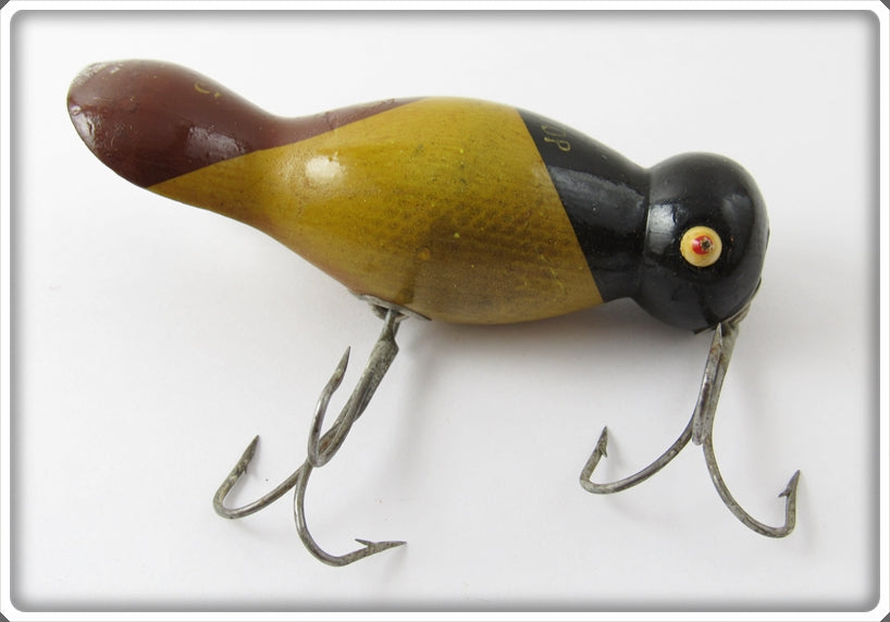 Vintage Proven Bait Co Black, Yellow & Brown Wiggletop #20 Lure