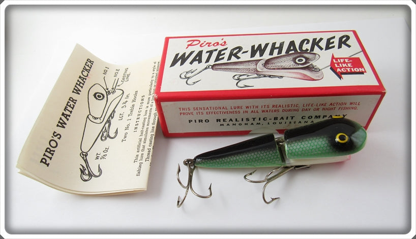 Vintage Piro's Insect Blue Green Water Whacker Lure In Box 1010 WBG