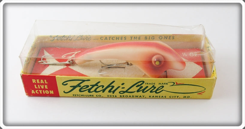 Vintage Fetchi White Red Head Pop Eye Lure In Box