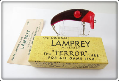 Vintage Lamprey Dark Red Terror Lure In Box #100