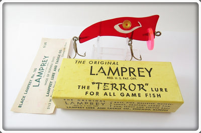 Vintage Lamprey Transparent Red Terror Lure In Box