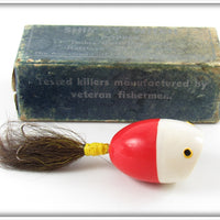 American Bait Co Red White Head Shimmy Witch Lure In Box