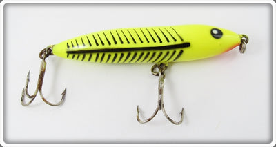 Heddon Fluorescent Yellow With Black Ribs Zara Spook 9250 CHT