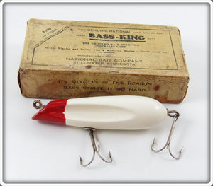 Vintage National Bait Co Red & White Bass King Lure In Box