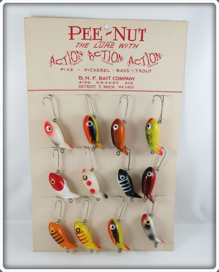 Vintage B.N.F. Bait Company Pee-Nut Lure Dealer Display 
