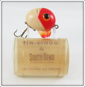 Vintage South Bend Red & White Fin Dingo Lure In Tube 1965 RW For Sale