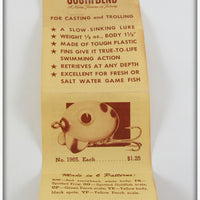 South Bend Red & White Fin Dingo In Tube 1965 RW