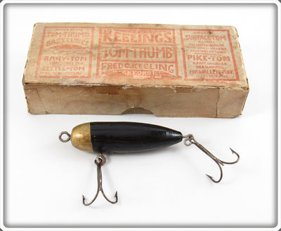 Vintage Fred Keeling Black & Gold Tip Top Lure In Box
