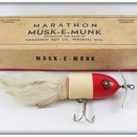 Vintage Marathon Bait Co Red & White Musk-E-Munk Lure In Box