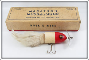 Vintage Marathon Bait Co Red & White Musk-E-Munk Lure In Box