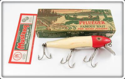 Vintage Pflueger Red & White Mustang Lure 9596 In Box