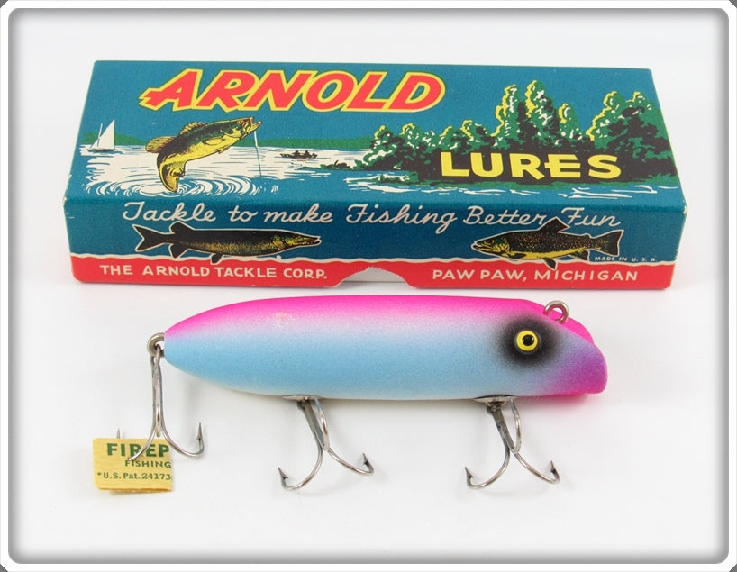 fire plug fishing lure Arnold Tackle Corp Pink & Blue Fireplug Bass Oreno Lure In Box 525 F