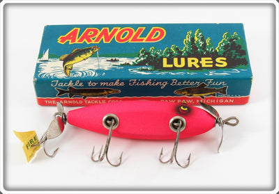Arnold Tackle Corp Fluorescent Red Fireplug Wounded Minnow Lure