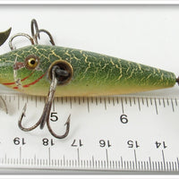 Heddon Green Crackleback Fancy Back High Forehead 100 Minnow