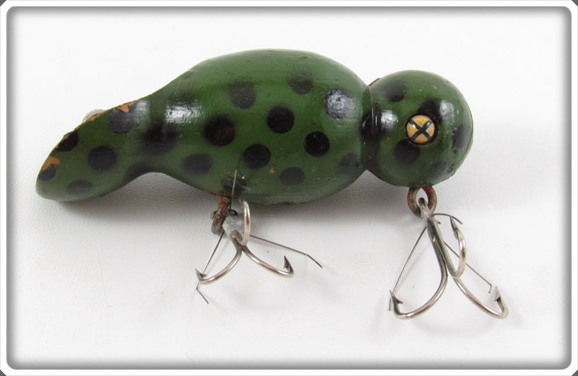 Vintage Proven Bait Co Green Black Spotted Wigglweed Lure