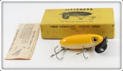 Arbogast Yellow White Belly Black Plastic Lip Jitterbug Lure In Box