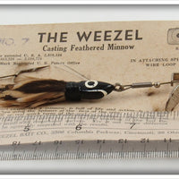 The Weezel Bait Co Black Weezel Casting Feathered Minnow On Card