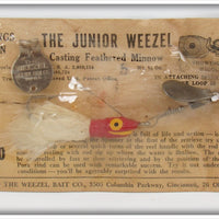 The Weezel Bait Co Red Junior Weezel Casting Feathered Minnow On Card