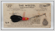 The Weezel Bait Co Red Weezel Casting Feathered Minnow Lure On Card