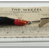 The Weezel Bait Co Red Weezel Casting Feathered Minnow On Card