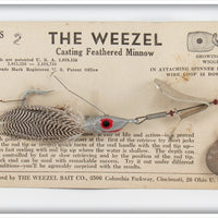 The Weezel Bait Co Silver Weezel Casting Feathered Minnow Lure On Card