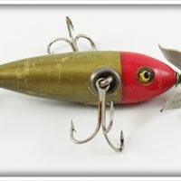 Vintage South Bend Gold Finish Red Head Midget Underwater Minnow 901 G